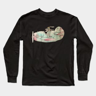 Old airplane with old pilot Long Sleeve T-Shirt